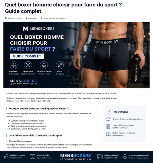 Quel boxer homme choisir pour le sport ? Guide MensBoxers