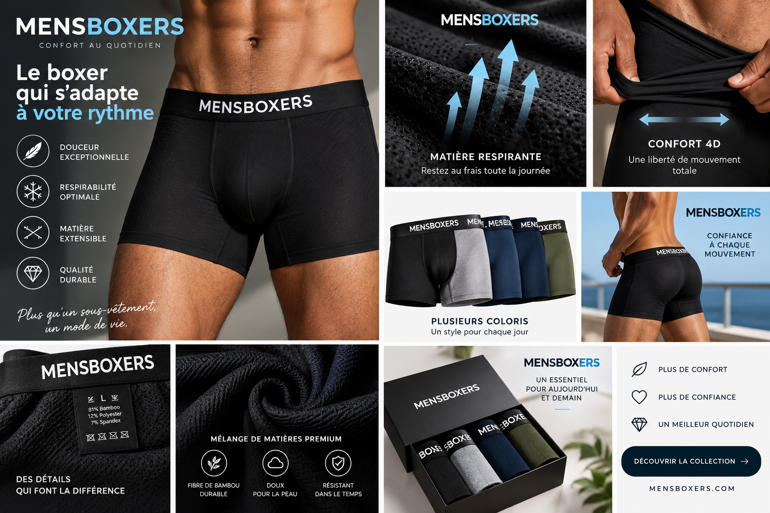 Boxers homme en bambou MENSBOXERS – confort, respirabilité et liberté de mouvement