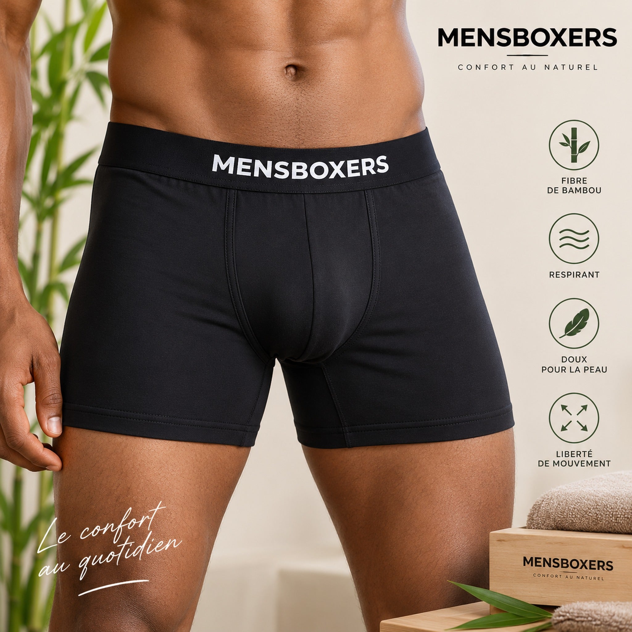 Boxer homme en bambou MENSBOXERS – confort et liberté de mouvement